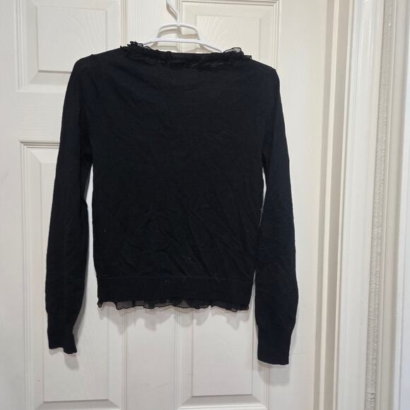 J.Crew Merino Wool Ruffle Cardigan Sweater Women’s Small Black - Picture 7 of 8